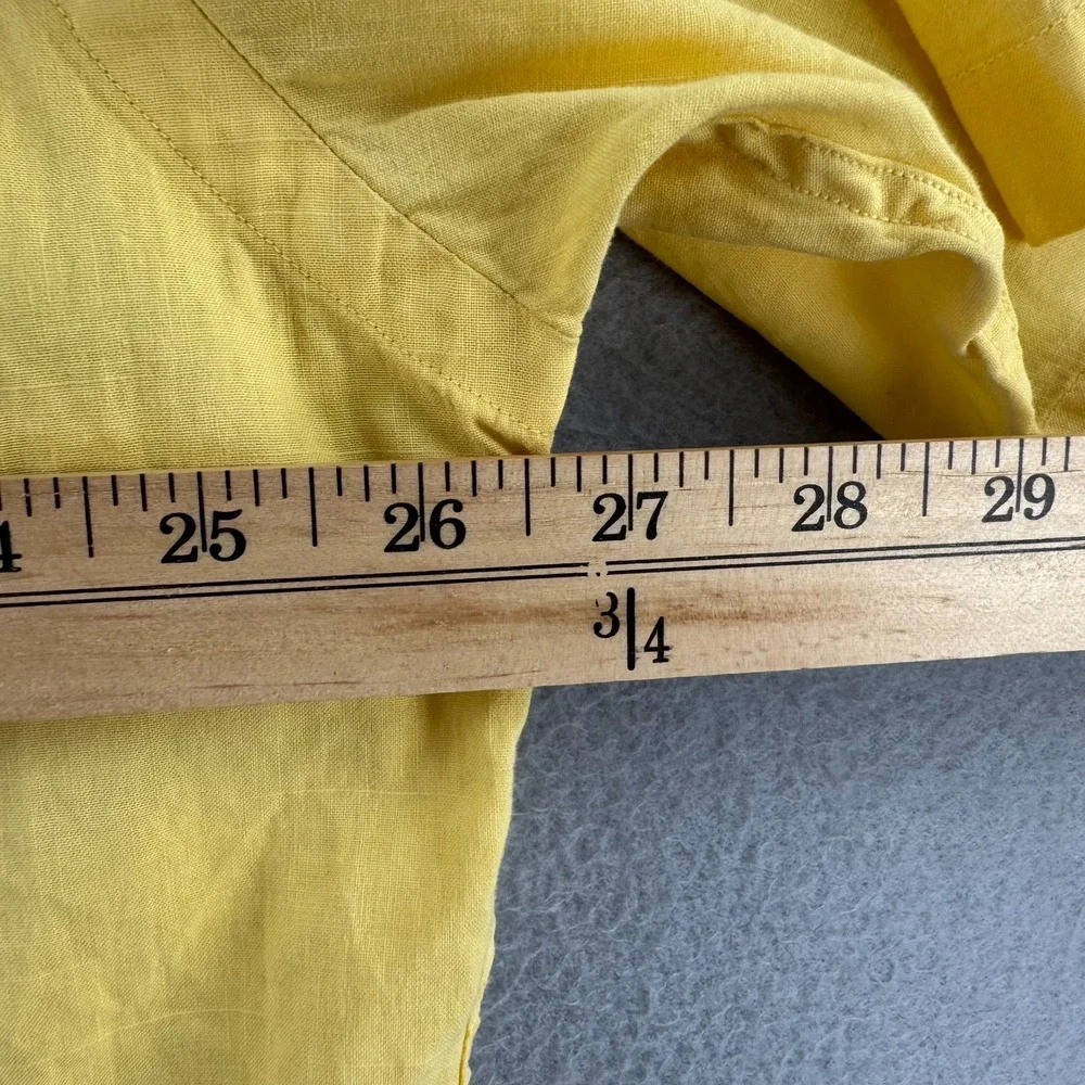 Vintage Polo Ralph Lauren Shirt Mens XL Yellow Linen Blend Loop Collar Camp